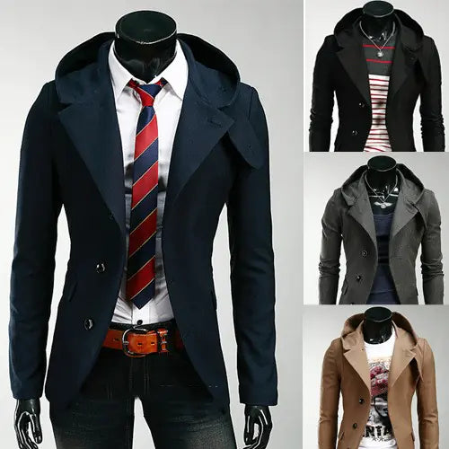 Men's Korean Slim Fit Hooded Blazer Jacket