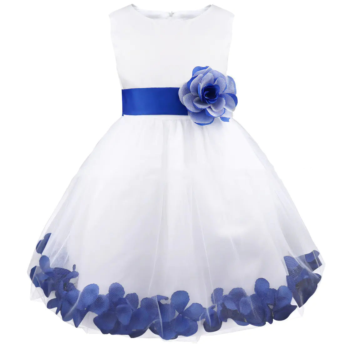 Flower Bow Tie Belt Petal Princess Dress for Kids