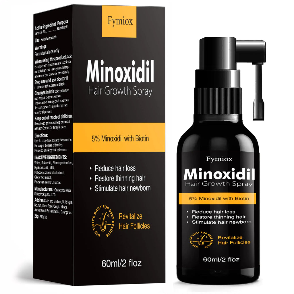 5% Minoxidil Spray for Men and Women Biotin Hair Growth Serum Oil Natural Hair Loss Regrowth Treatment for Thicker Fuller Hair 60ml