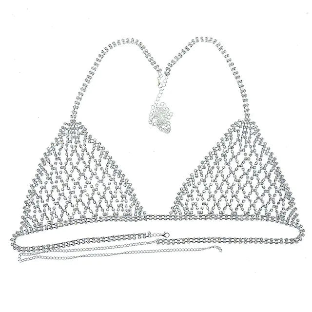 Exaggerated Rhinestone Body Chain for Nightclub Wear
