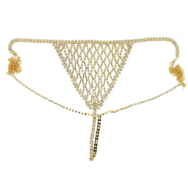 Exaggerated Rhinestone Body Chain for Nightclub Wear