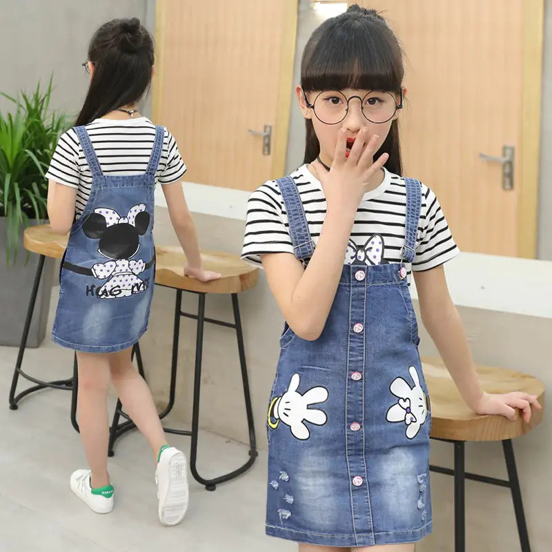 2024 Summer Girls' Denim Suspender Dress for Kids