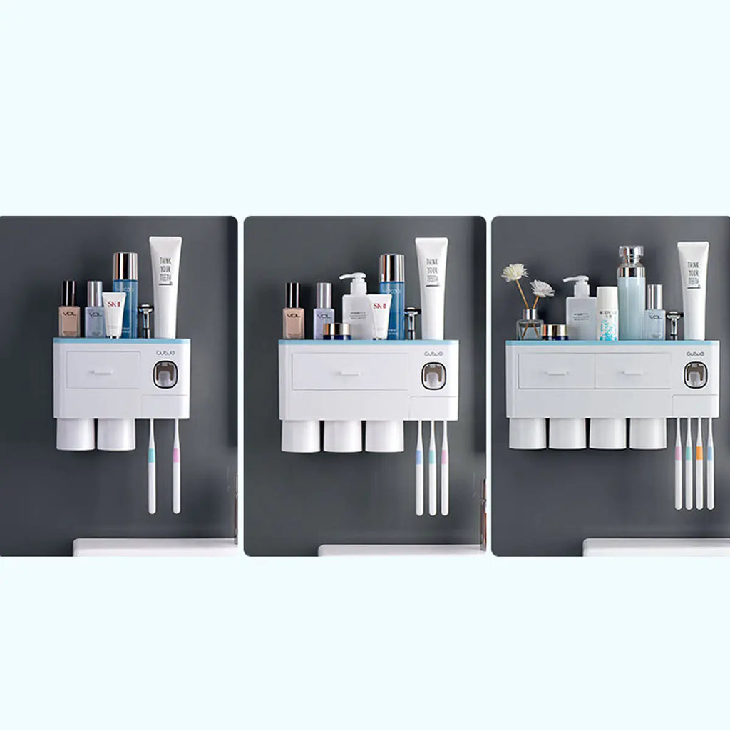 Magnetic Toothbrush Holder Set with Automatic Toothpaste Dispenser