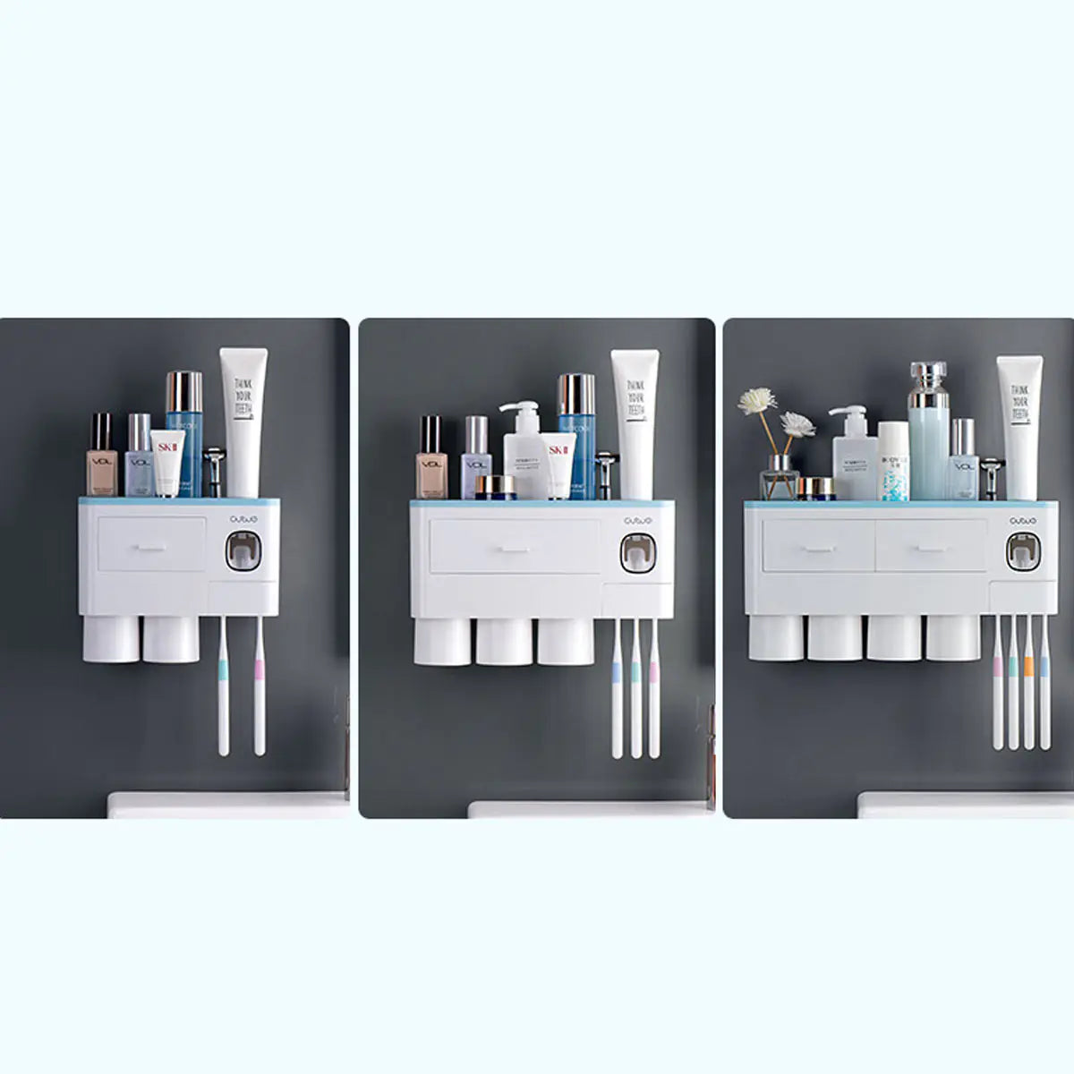 Magnetic Toothbrush Holder Set with Automatic Toothpaste Dispenser