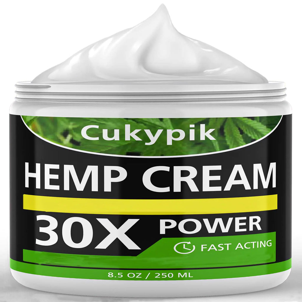 cukypik Hemp Cream Maximum Strength 8.5oz - Hemp Oil & Arnica Cream for Shoulder Hip Neck Knee & Back，All Natural Cream - Instant Menthol cream