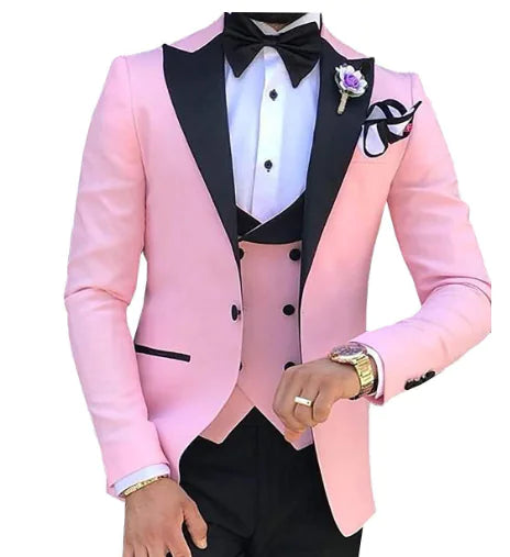 Men's 3-Piece Suit Set for Weddings and Events
