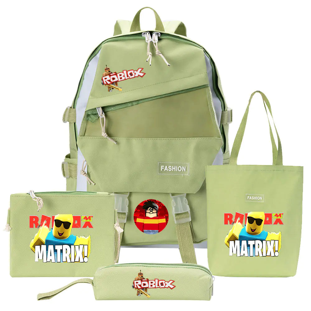 Four-Piece Canvas Backpack Set for Students