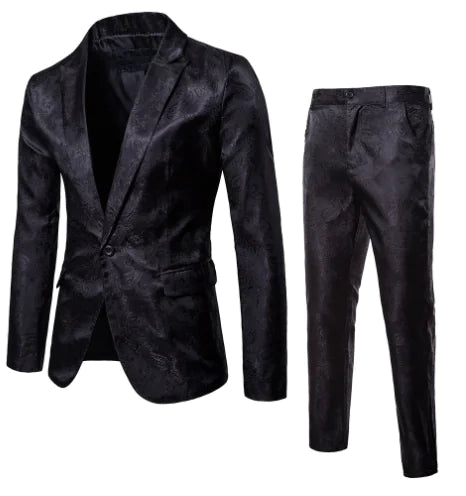 Jacquard Suit Set, Three-Piece Wedding Attire