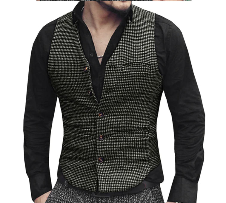 Men's Plaid Waistcoat - Vintage Style Wool Vest
