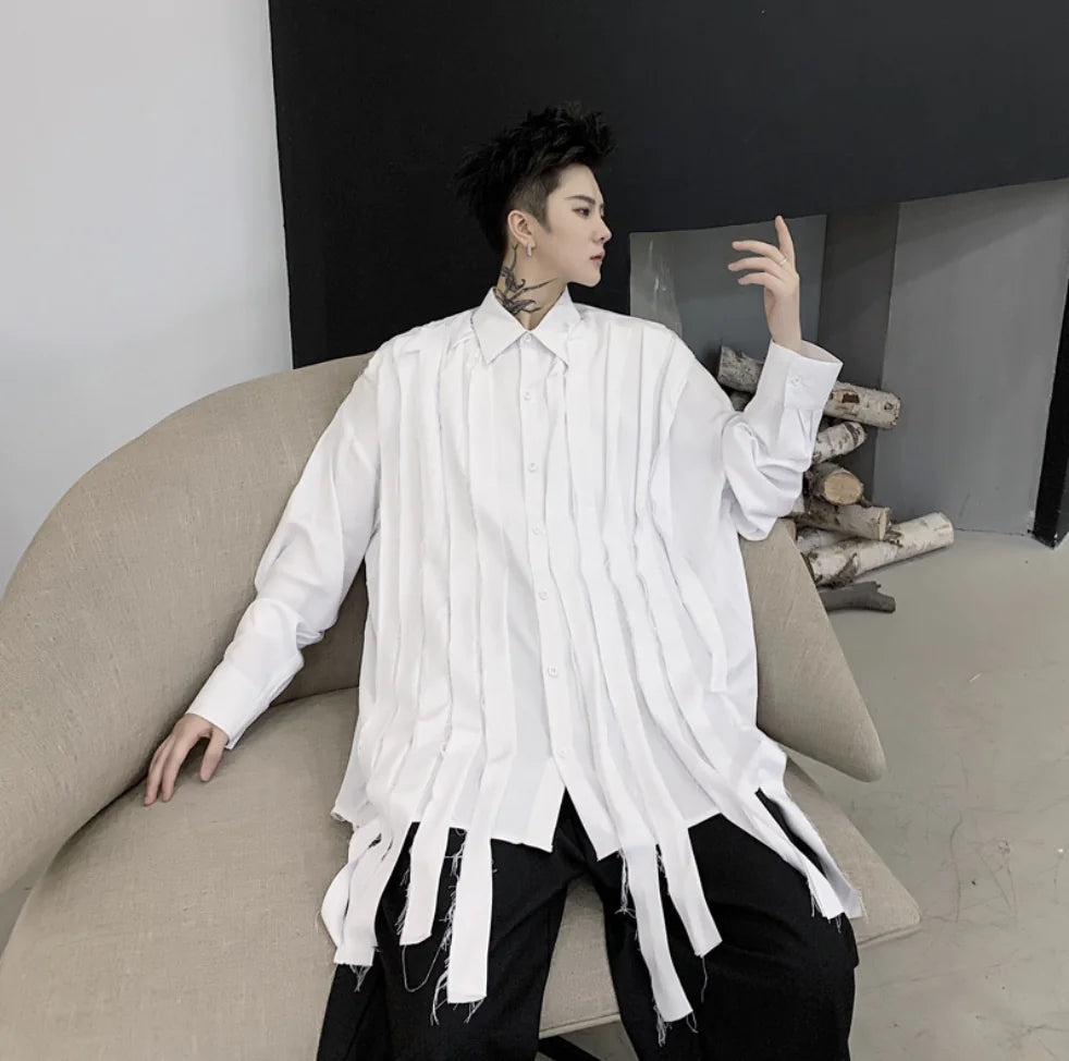 Designer Fringe Shirt for Men - Long Sleeve Fashion