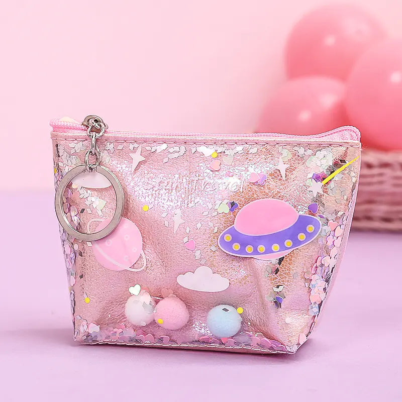 Makeup Bag with Glitter Coin Purse and Storage Pouch