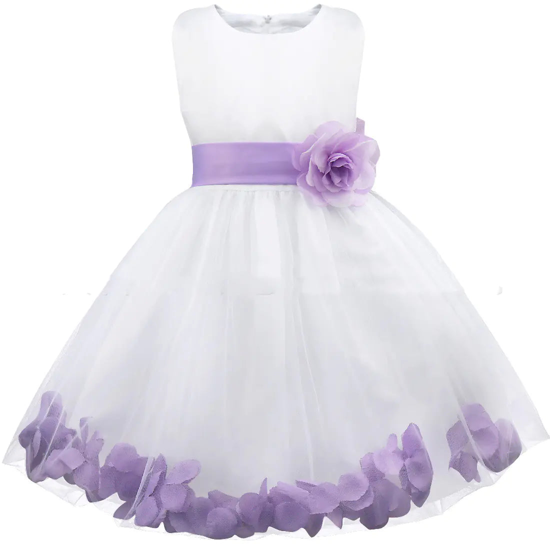 Flower Bow Tie Belt Petal Princess Dress for Kids