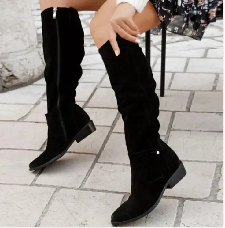 Autumn And Winter Zipper  High Boots