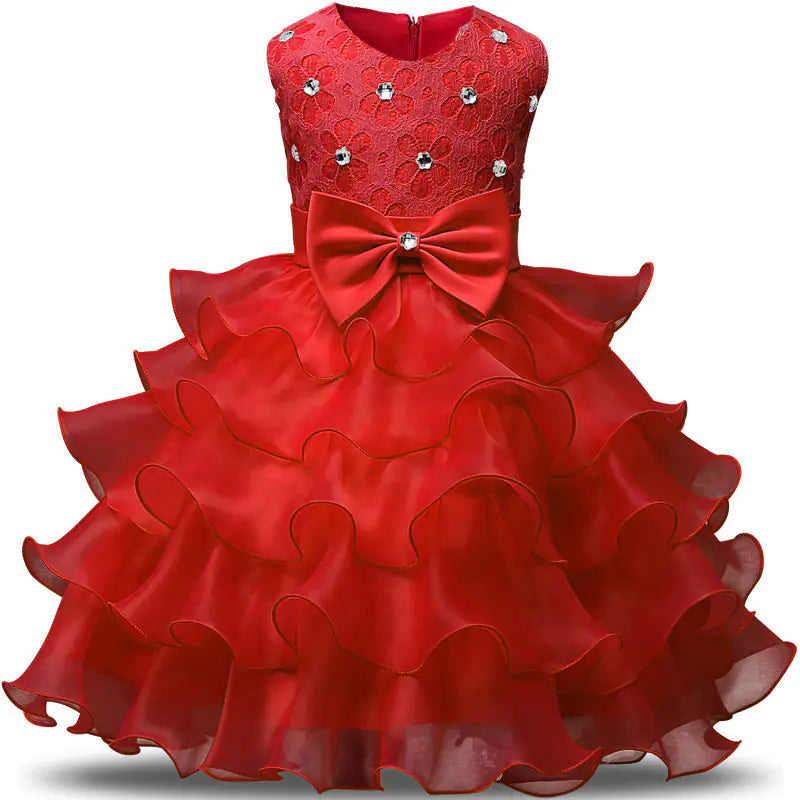 Girls' Sleeveless Princess Dress with Bow (Cake Dress)