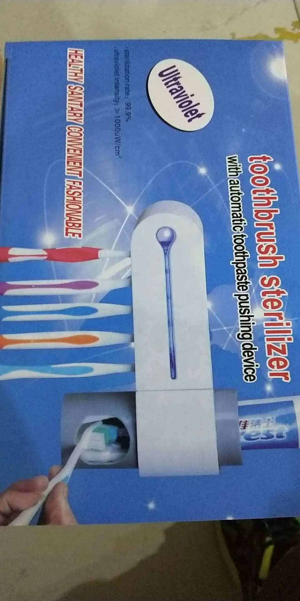 2-in-1 UV Toothbrush Holder with Automatic Toothpaste Dispenser