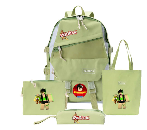 Four-Piece Canvas Backpack Set for Students